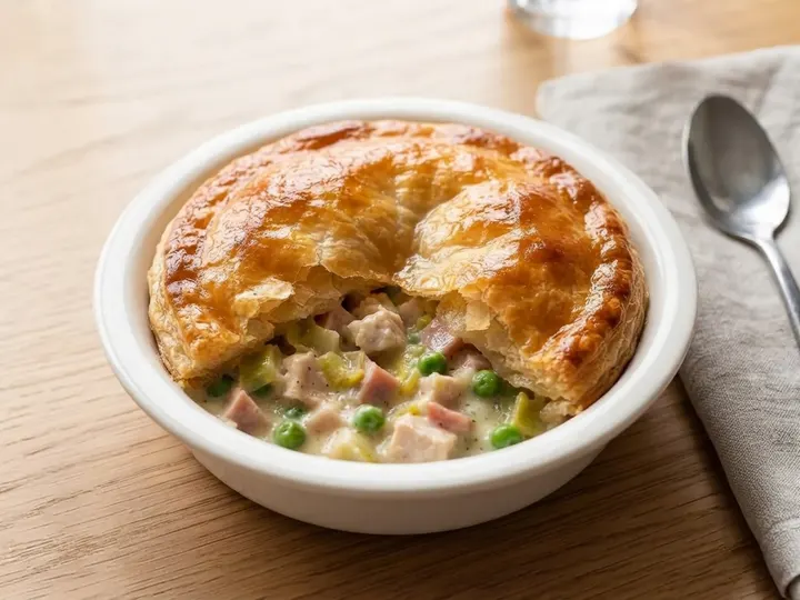 Leftover Turkey & Ham Pie for One
