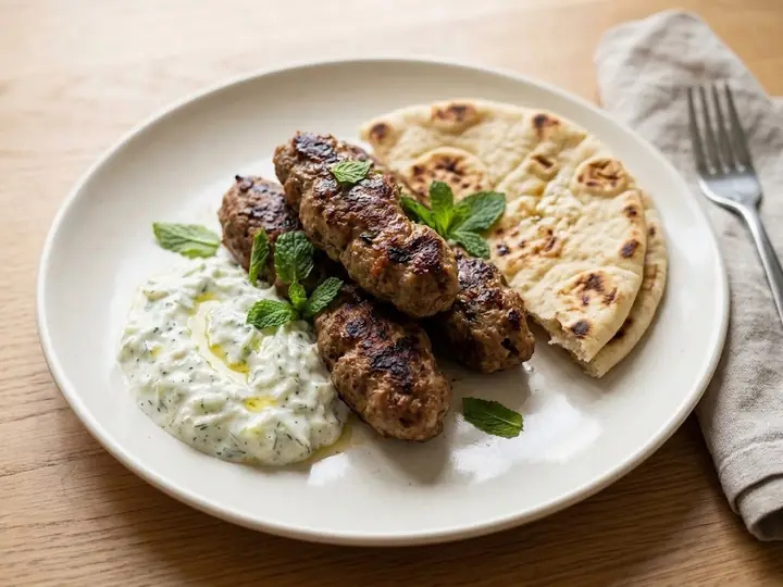 Lamb Koftas with Tzatziki and Flatbread