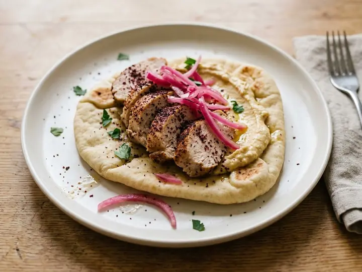 Sumac Turkey Flatbread with Pickled Onion