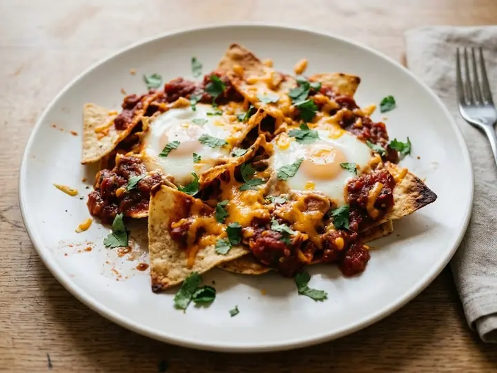 Baked Eggs with Tortilla Chips and Salsa