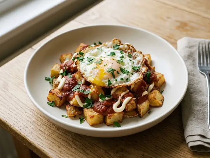 Patatas Bravas Bowl with Fried Egg