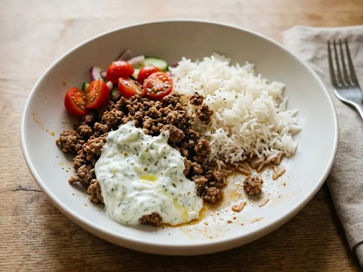Greek-Style Lamb Gyros Bowl with Tzatziki