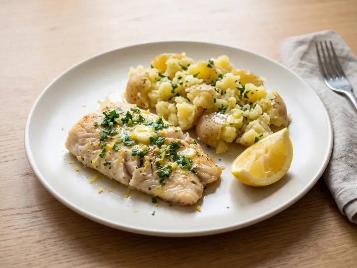 Lemon & Herb Cod with Crushed Potatoes