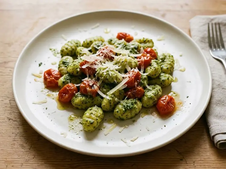 Pesto Gnocchi with Cherry Tomatoes
