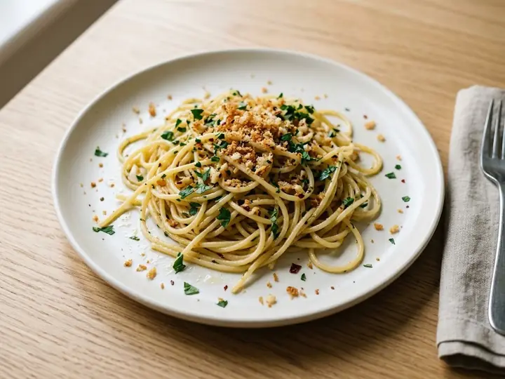 Aglio e Olio with Chilli and Crispy Breadcrumbs